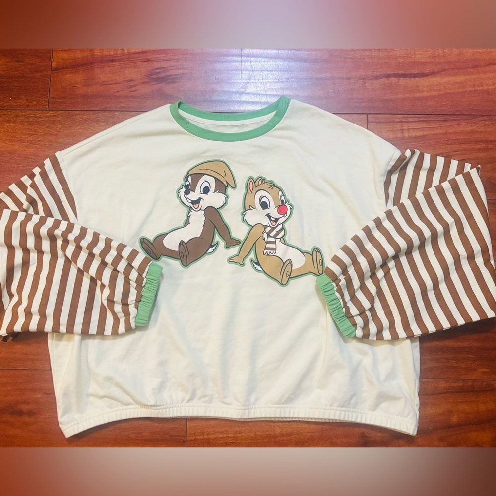 Disney Parks Chip And Dale Crop Top Long Sleeve Shirt Size XXL Womens